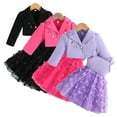 thumbnail image 3 of Chenyin Toddler Baby Girls 2PCS Outfit Fashion Long Sleeve Short Jacket + Halter Dress Two-Piece Set Spring Fall Clothing for 12 Months - 5 Years, 3 of 9