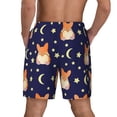 thumbnail image 3 of Kdxio Corgi Lying With Moons And Stars Print Men'S Swim Trunks With Compression Liner 7 Inch Inseam Quick Dry Swim Shorts, 3 of 7