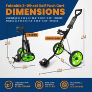 Jovial Foldable 2-Wheel Golf Pull Cart - Aluminum Pull Cart, Upper & Lower Brackets with Elastic Strap, Without Umbrella Holder