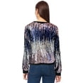 thumbnail image 2 of Women's Glitter Sequin Sweatshirt Long Sleeve Pullover Tops with Ribbed Cuffs, 2 of 5