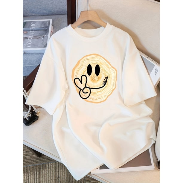 2025 Cartoon Loose-Fit Short Sleeve T-Shirt for Boys & Girls - Cute Round Neck, Medium Stretch, Geometric Pattern, Summer Casual Top, Youth Fashionwear | Cartoon Graphic Tee | Comfortable Fit