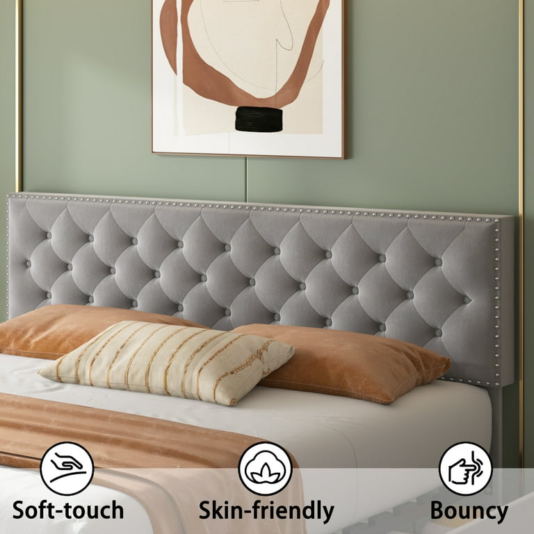 Wadhamさま専用 Homfa King Size Bed with Storage Drawers, Velvet Head Bed