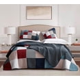 thumbnail image 2 of Chezmoi Collection 3-Piece Cotton Patchwork Quilt Set, Solid Polka Dot Striped Lightweight Reversible Bedspread Set, Queen Size, 2 of 7