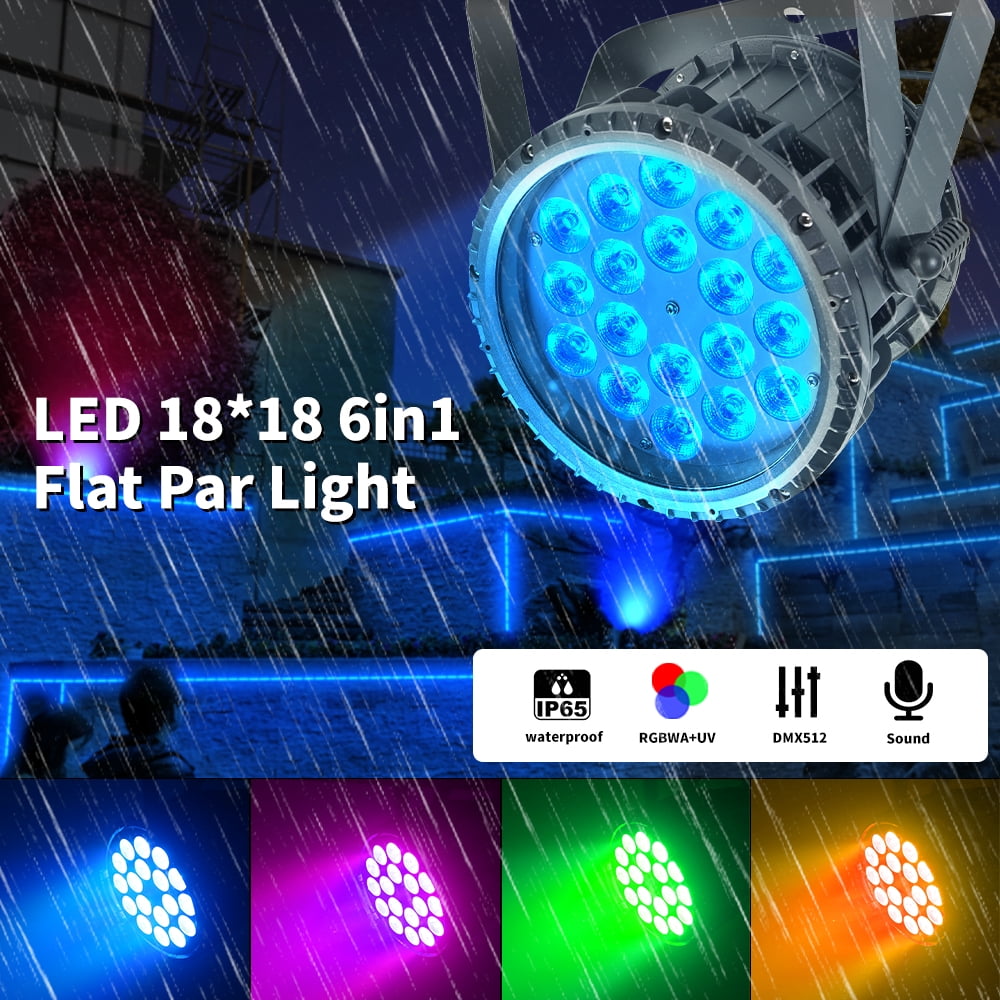 Waterproof 18x18W LED Par Can Lights Outdoor Stage Light IP65 RGBWAUV 6 in 1 DMX512