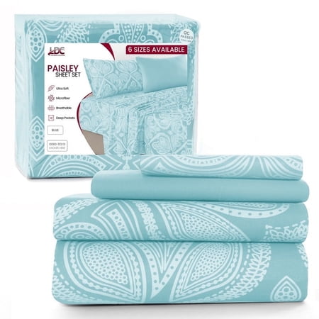 Lux Decor Collection 4 Piece Twin XL Bed Sheets Set - Luxury Soft Microfiber Bed Sheets Set Deep Pocket - Twin XL Blue