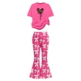 thumbnail image 3 of Tiijoy Valentine's Day Girls Outfits Cute Bow Heart Print Short Sleeve Tshirt Flared Pants Set, Sizes 8-9, 3 of 4