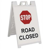 Barricade Sign, Plastic, Engineer, 45 in Height, 3 in Length, 18 lb, White