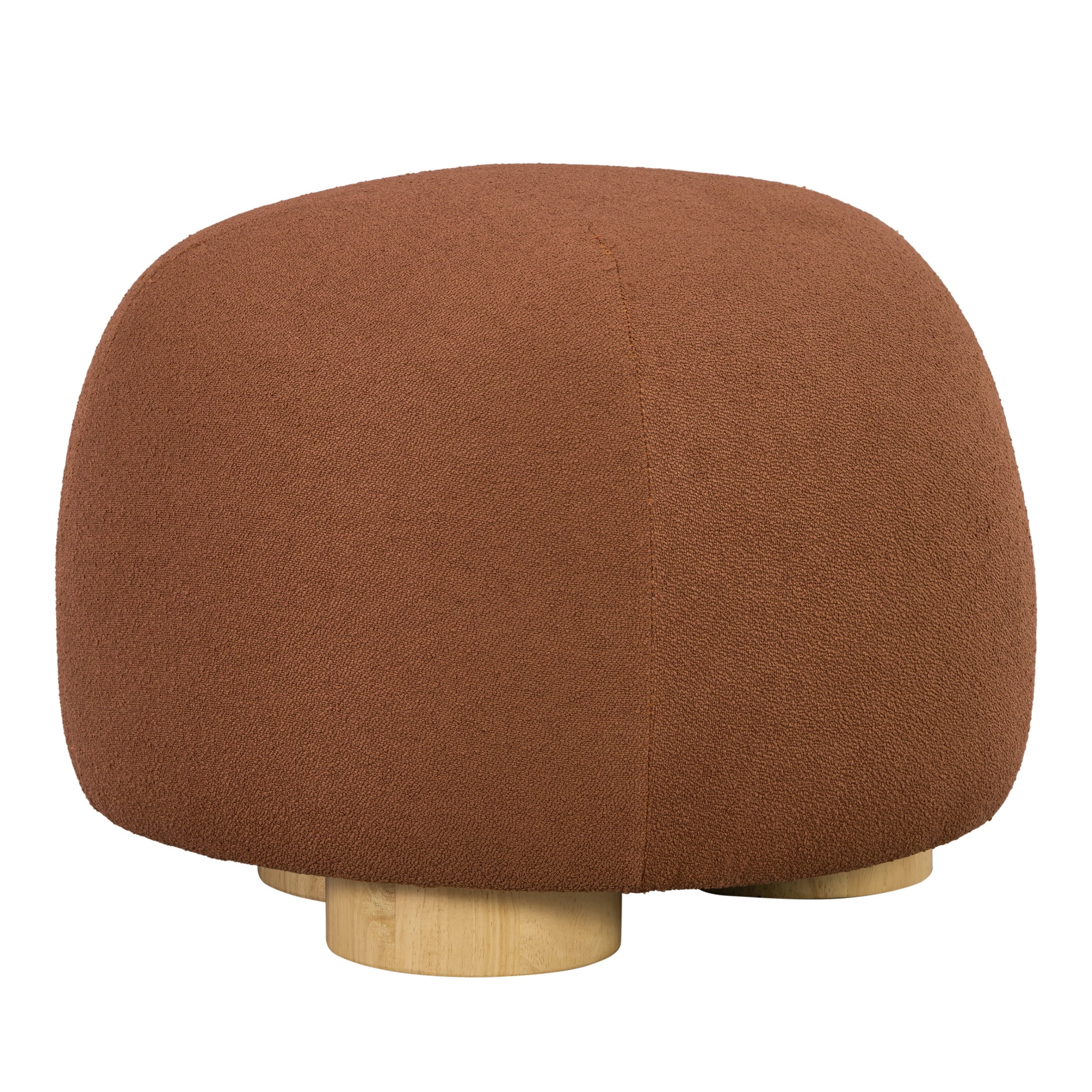 Christopher Knight Home 15.15" H Upholstered Round Accent Ottoman, Solid Wood Legs, Rust