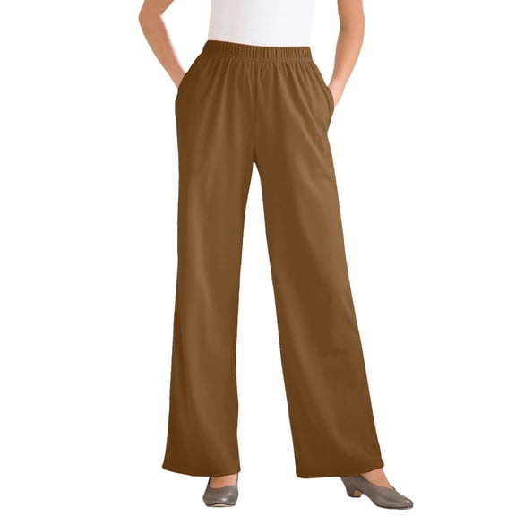 Woman Within Plus Size 7-Day Wide-Leg Elastic-Waist Stretchy Knit Pant