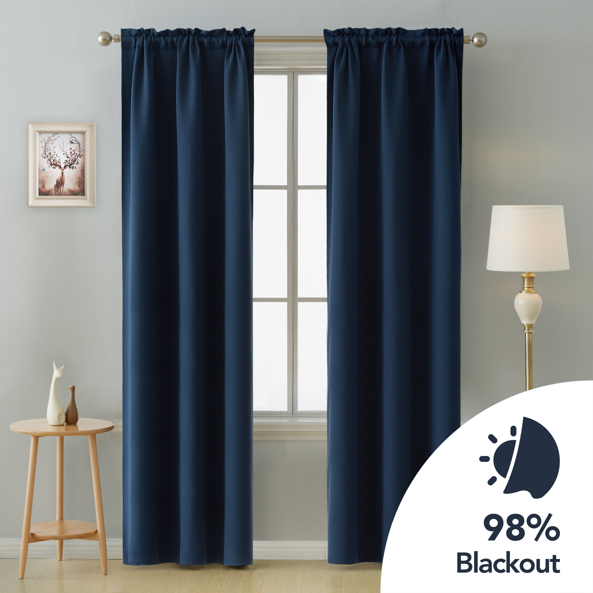 Deconovo Blackout Curtains Room Darkening Thermal Insulated Curtain Panels Rod Pocket for Living Room Baby Blue 38 x 45 Inch 2 Panels