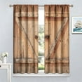 thumbnail image 2 of Barn Door Curtains, Wooden Rustic Village Farmhouse Western Country Farm Retro Woods Vintage Print Pattern Window Drapes for Living Room Bedroom Drape 2 Panel Set,52x84 Inch, 2 of 6