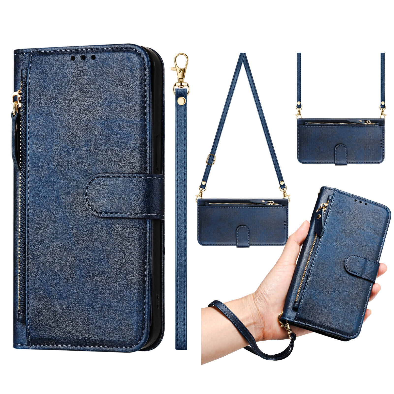 TCL 50 XE NXTPAPER 5G Case ,Zipper Handbag Wallet Leather Cover with Crossbody Detachable Lanyard Strap