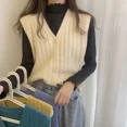 thumbnail image 3 of Suéter Retro para mujer, camiseta sin mangas, chaleco tejido informal sin mangas, jersey con cuello en V, cárdigan holgado F386 2024, 3 of 5