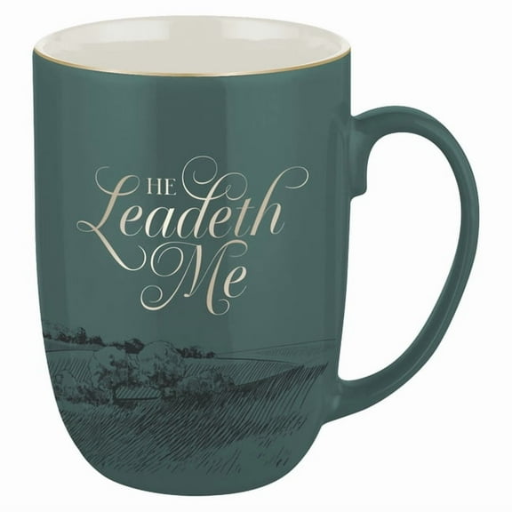 Christian Art Gifts Large Novelty Inspirational Ceramic Coffee & Tea Mug for Women & Men: He Leadeth Me Encourag, (Hardcover)