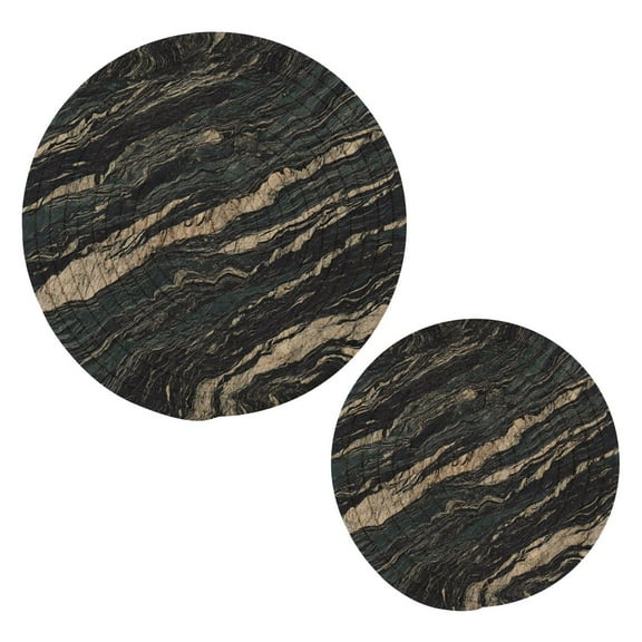 Elegant Black Marble Pot Holders Trivets Set of 2 Cotton Hot Pads Mats for Hot Dishes Pots Pans Kitchen Cooking 7" 9.5"