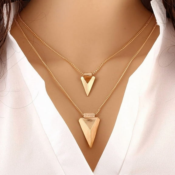 PPgejGEK Jewelry for Women Fashion Women Two Layer Gold Pendant Chain Statement Necklace for Valentine's Day Mother's Day Christmas Birthday Gifts Tax Free Weekend