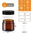 thumbnail image 2 of czcpp-2 Pack 2 oz Amber Glass Jars with lids, Cosmetic Jars with Inner Liners and Black Lids, Lotion Jars, Candle Making Jars for Lotions, Scrubs and Cosmetic, Lables and Spatulas Include, 2 of 4