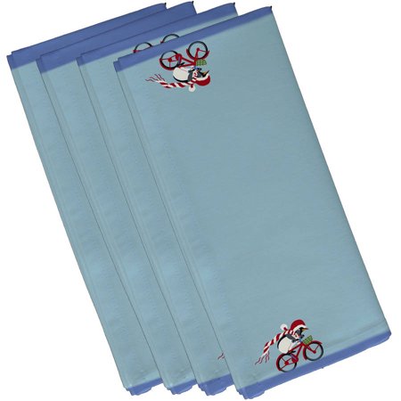 Simply Daisy 19  x 19  Pedaling Penguin Holiday Animal Print Napkins  Set of 4