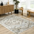 thumbnail image 6 of Hauteloom Mudgee Oriental 5'2" x 7' Living Room Bedroom Boho Area Rug - Bohemian Farmhouse Indoor Carpet - Vintage Distressed Medallion Motif - Soft & Neutral - Tan, Brown, Cream, Beige, 6 of 11
