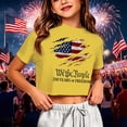 thumbnail image 2 of Y-Sunset Girls' 250 Years of Freedom Patriotic Crop Top, Kids "We The People" 4th of July Short Sleeve Tee, Casual Independence Day T-Shirt for Ages 5-14(Yellow/9-10 Years), 2 of 3