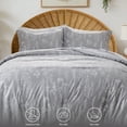 thumbnail image 4 of 3 Pieces Comforter Sets, 1 Soft Reversible Botanical Flowers Comforter and 2 Pillow Shams, Frost Gray, Twin Size, 4 of 8