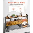 thumbnail image 3 of Freestanding Full Size Headboard with Adjustable Height, 2 Storage Shelves, USB Charging Station and LED Light, Easy to Assemble, Brown, 3 of 11