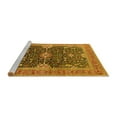 thumbnail image 2 of Ahgly Company Machine Washable Indoor Round Oriental Yellow Industrial Area Rugs, 4' Round, 2 of 4