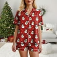 thumbnail image 4 of TTUHYWXI Women Christmas Pajamas Shorts Set White Christmas Pajamas Short Sleeves Shirt and Shorts 2 Piece Pjs Sleepwear (Red, S), 4 of 7