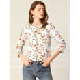 thumbnail image 3 of INSPIRE CHIC Cárdigan Mangas Largas Camisa Con Botones Top Elegante Estampado Floral Primavera Para Mujeres Blanco S, 3 of 6