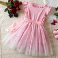 thumbnail image 4 of 2DXuixsh Girls Formal Dress Flower Girl Dresses for Wedding Party Toddler Girl Tulle Dress Summer Ruffle Sleeveless Baby Girl Fashion Casual Dresses Pink Size L, 4 of 5