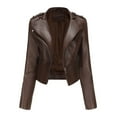 thumbnail image 2 of DailyTrove Women's Cropped Faux Leather Jacket, Long Sleeve, Casual Street & Night Out Wear, Durable Polyester Blend, Plus Size Friendly, 2 of 6