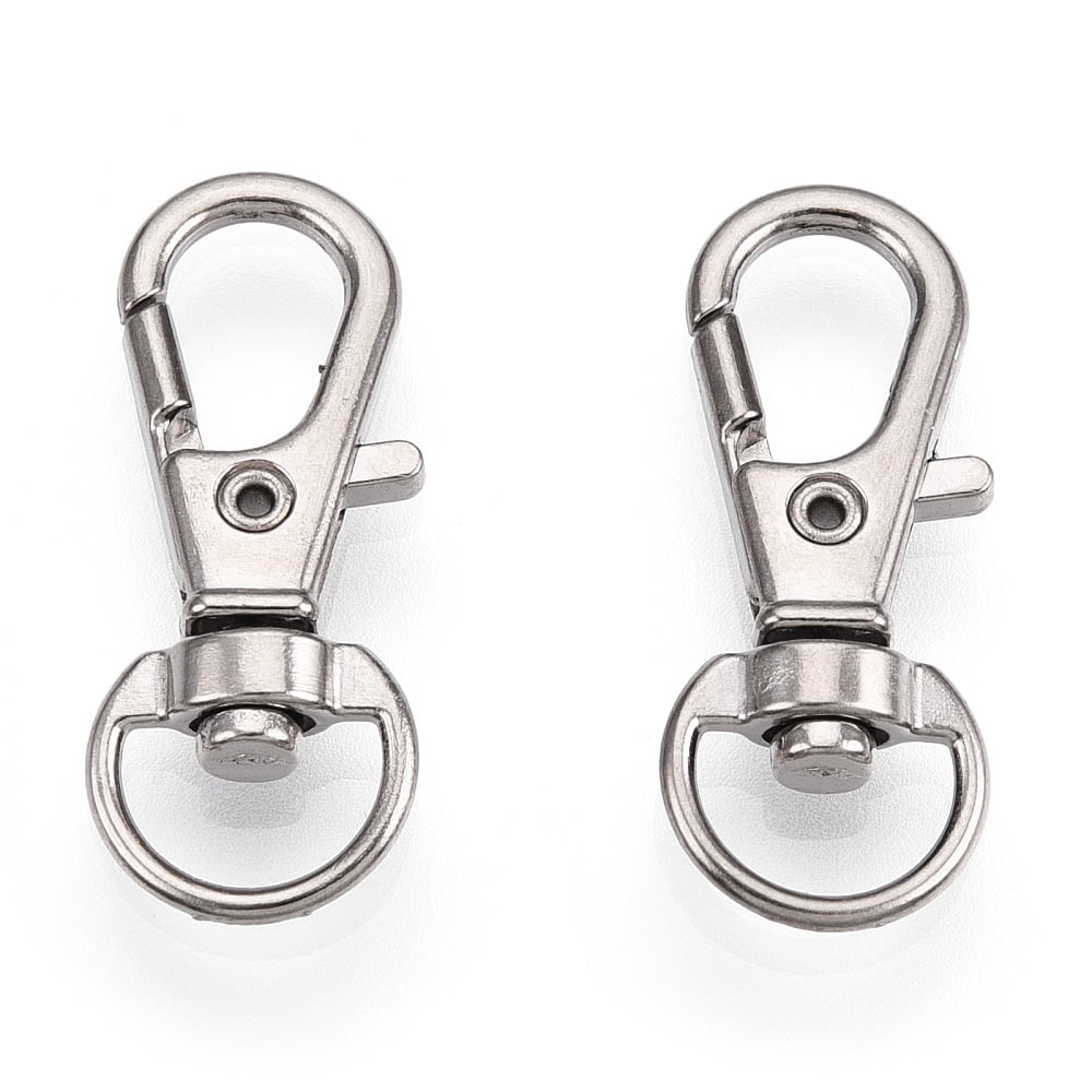 500pc Alloy Swivel Lobster Claw Clasps Swivel Snap Hook Fine Jewelry Findings Cadmium Free & Lead Free Platinum 31x12.5x5.5mm Hole: 5x9mm