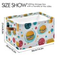 thumbnail image 4 of Yayeee 2 Pack Canvas Storage Basket with Handles for Shelves Fabric Bins Closet Organizer, Bubbles Hamburger, 4 of 8