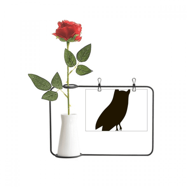 Black Owl Animal Portrayal Artificial Rose Flower Hanging Vases Decoration Bottle