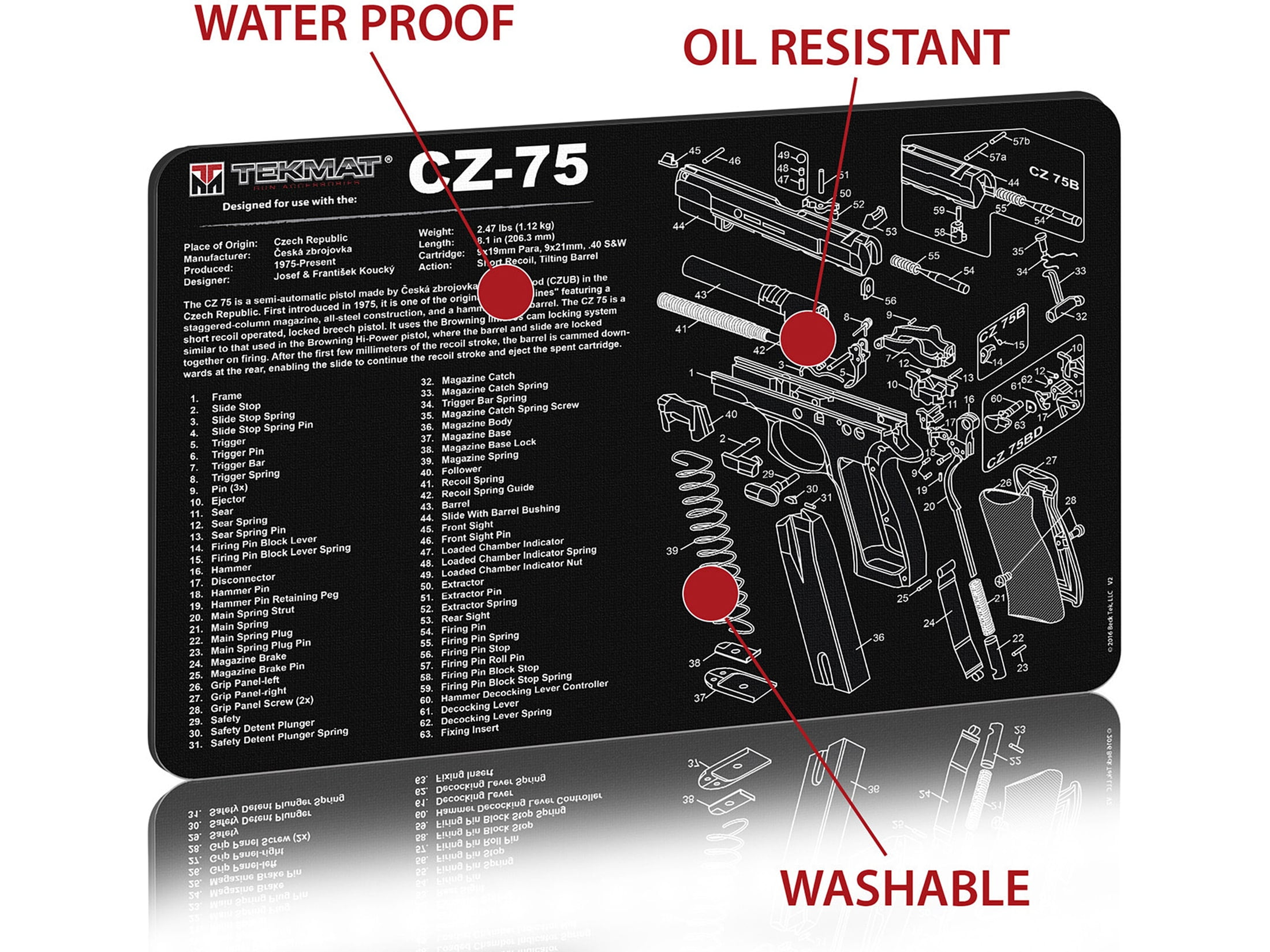 Tekmat Handgun CZ 75 Gun Cleaning Mat Black - Walmart.com