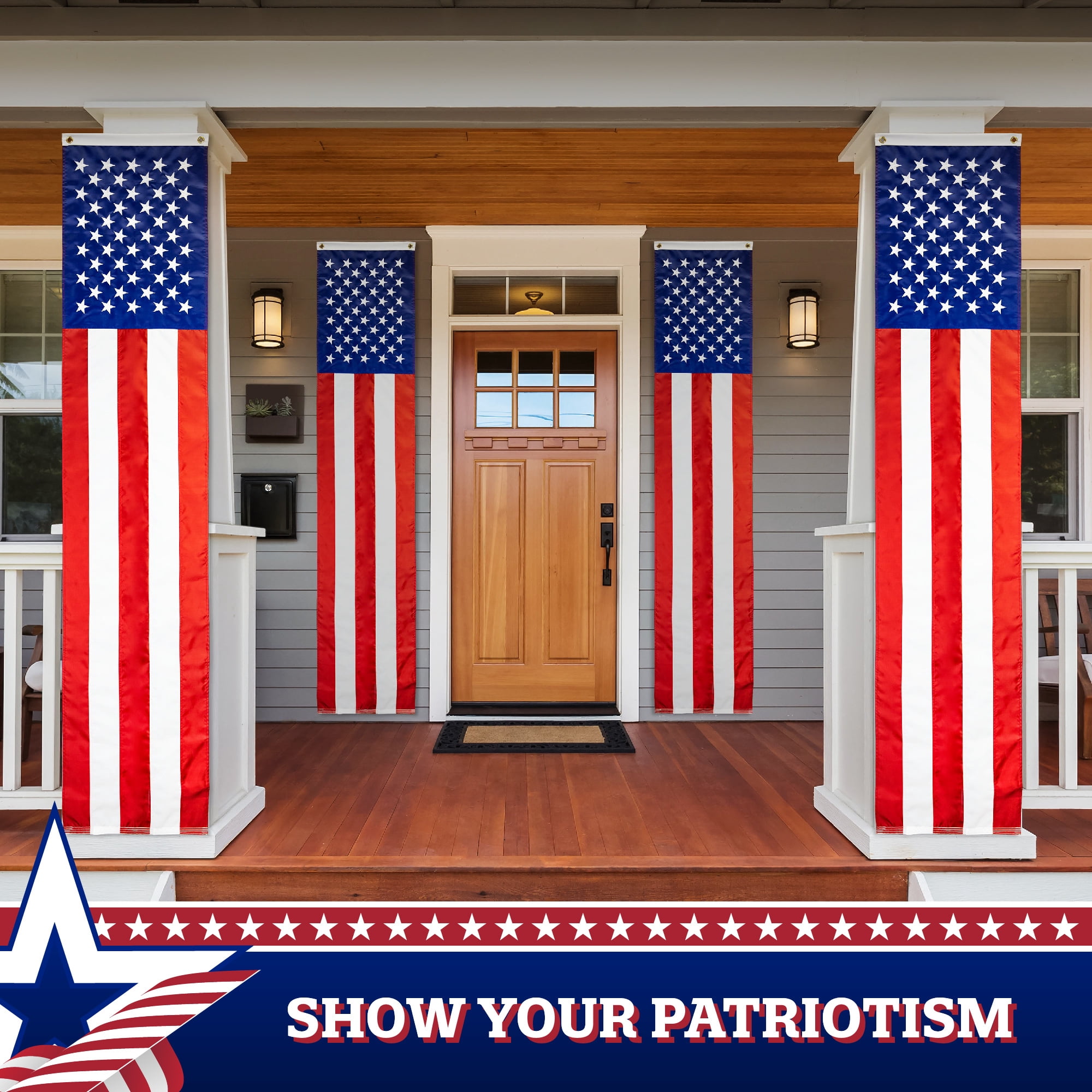 USA Pull Down Flag 1.67x8FT 2-Pack Embroidered Polyester By G128