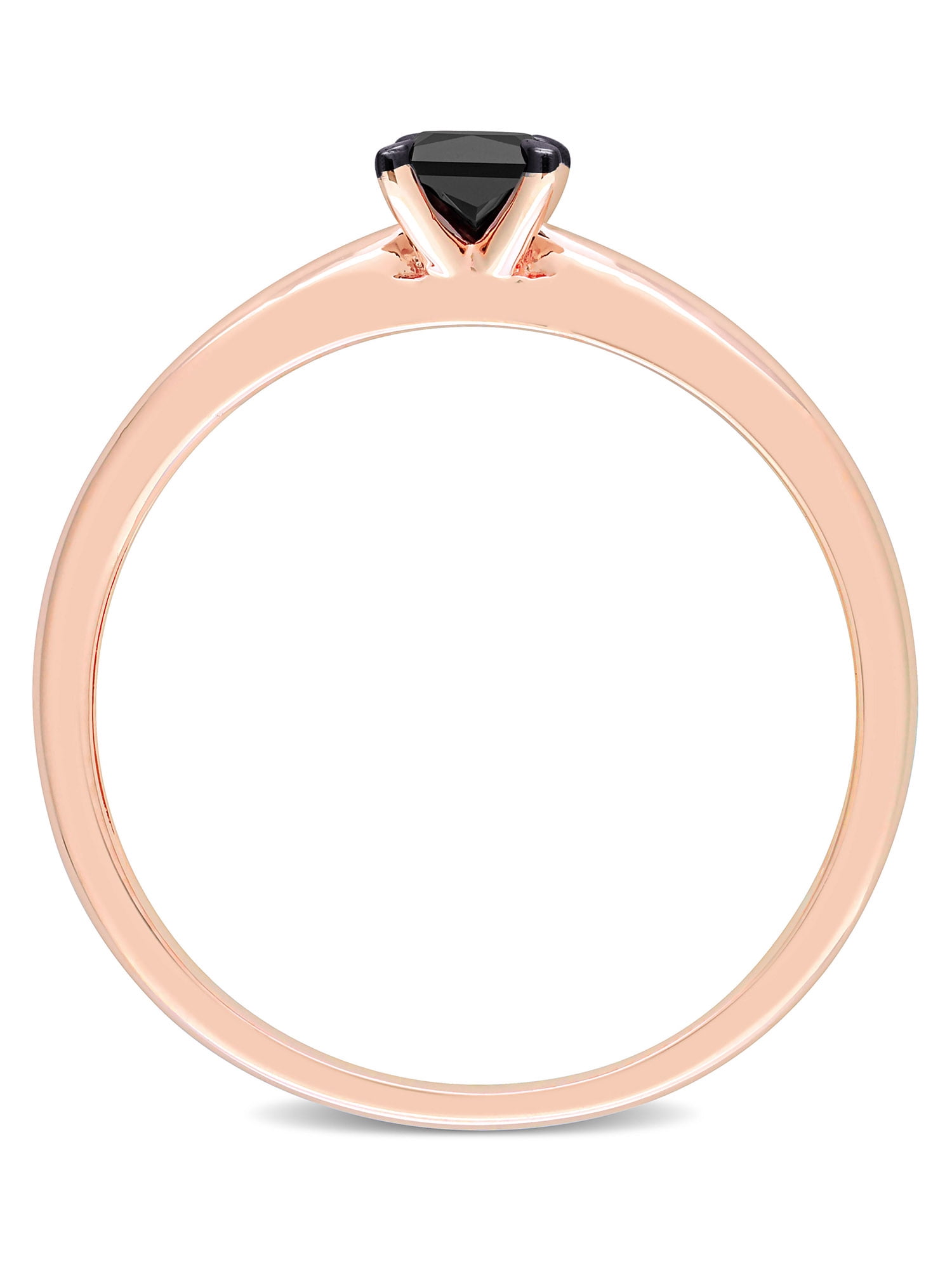 1/4 Carat T.W. Black Diamond 14kt Rose Gold Black Rhodium Plated Solitaire Engagement Ring