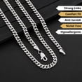 thumbnail image 2 of KRKC&CO White Gold Plated Filled Necklace, Flat Diamond-Cut Miami Cuban Link Chain for Men Women, Hip-Hop Gold Plated Chain, 6mm, 26Inch, 2 of 7