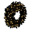 thumbnail image 2 of Vickerman 24" Flocked Black Fir Pre-Lit Artificial Wreath, Dura-Lit® Warm White LED Mini Lights., 2 of 6
