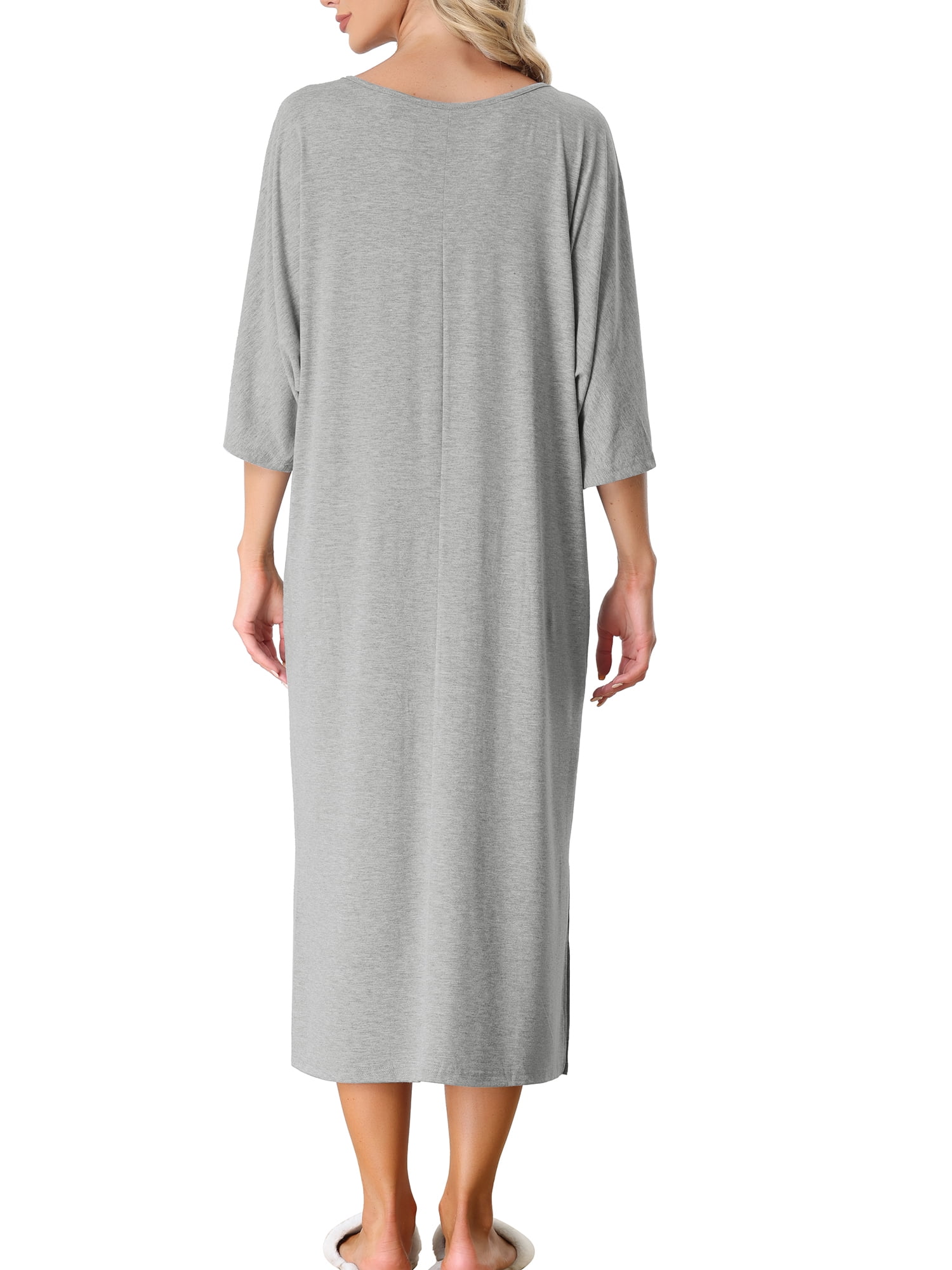 Unique Bargains Womens' Sleepshirt Nightshirt 3/4 Sleeve Nightgown Sleep Shirt Dress