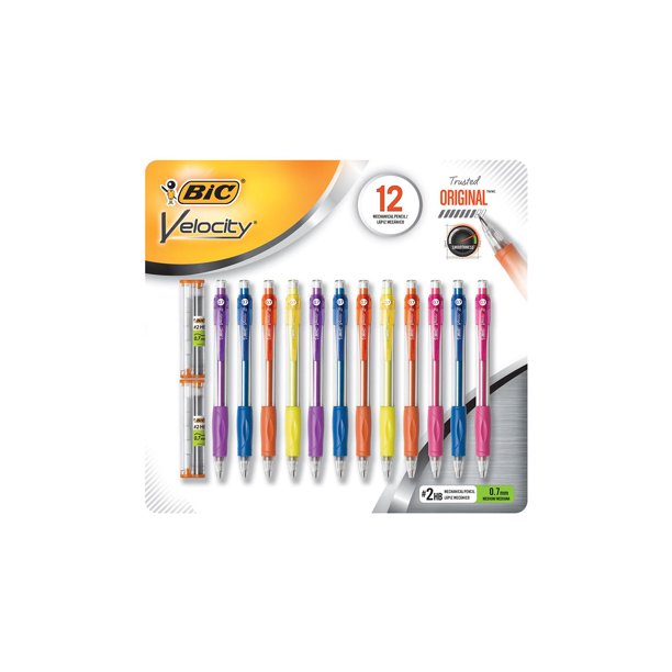 BiC Velocity Mechanical Pencil, 0.7 mm, Assorted Colors, 12pk
