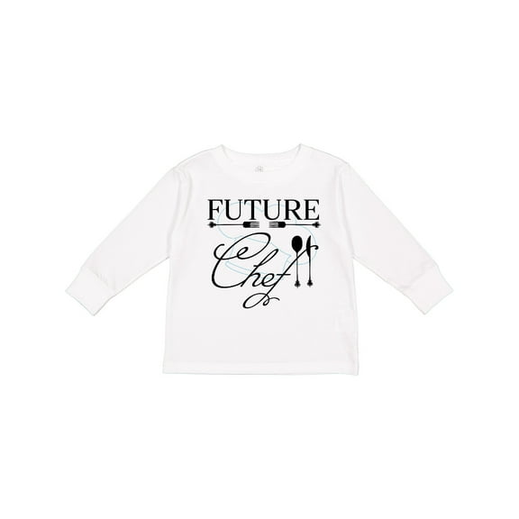Inktastic Future Chef with silverware and hat Boys or Girls Long Sleeve Toddler T-Shirt