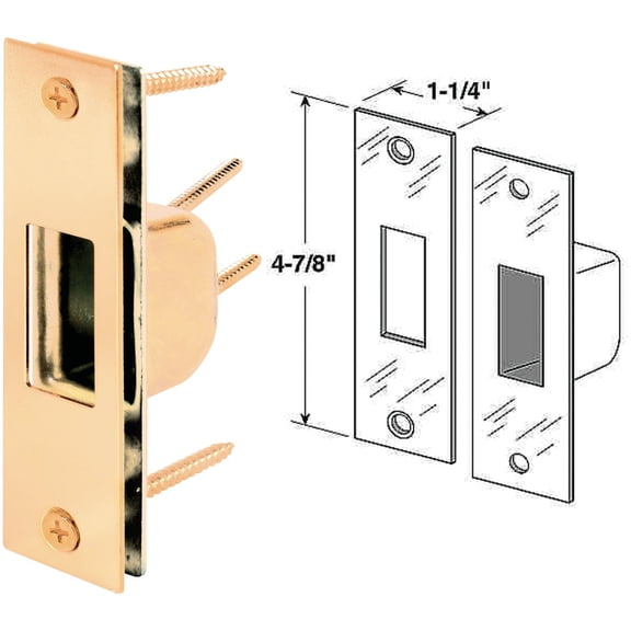 Prime-Line Armored Security Box Strike Plate - Steel, Brass Finish - 1-1/4 in x 4-7/8 in