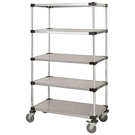 

14 Deep x 72 Wide x 60 High 5 Tier Solid Galvanized Mobile Shelving Unit with 1200 lb Capacity