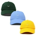 thumbnail image 5 of Dalix Smiley Face 3 Pack Dad Cap Embroidered Cotton Adjustable Baseball Hat Adult Men Womenin Dark Green, Light Blue, and Gold, 5 of 5