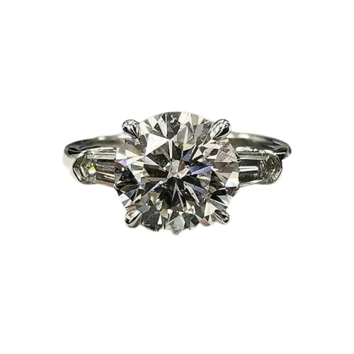 HeartsAndYou 2.5ct Round Cut Moissanite Baguette Accents Engagement Ring for Women 18k White Gold over Silver