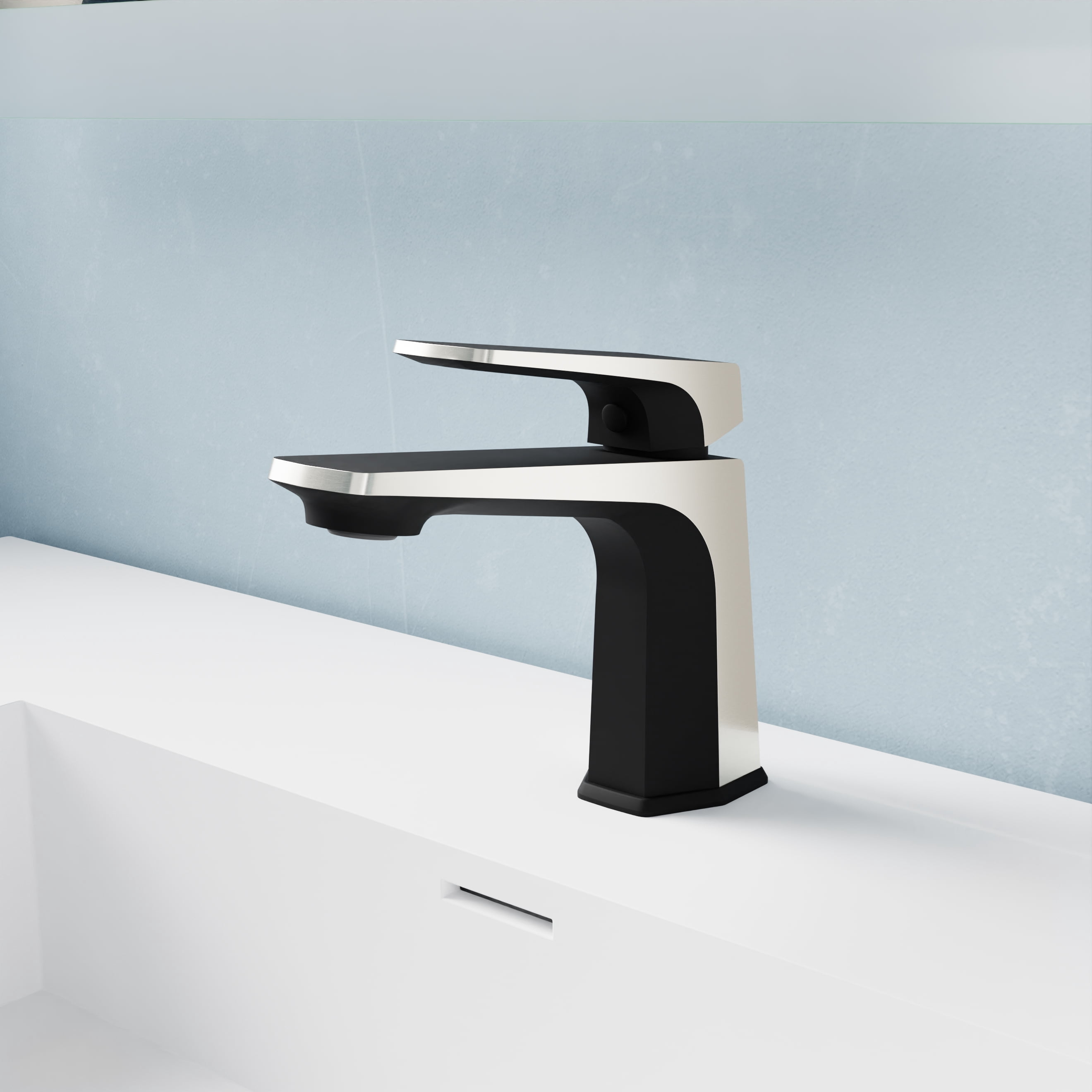 ANZZI Single Handle Single Hole Bathroom Faucet With Pop-up Drain in Matte Black & Brushed Nickel