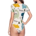 thumbnail image 3 of Uemuo Childish Dinosaur Pattern Women's One Piece Short Sleeve Swimsuit Rash Guard Surfing Modest Quick-drying Swimsuit Beach Essentials-Medium, 3 of 9