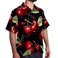 thumbnail image 2 of Cherry Men's Short Sleeve Hawaiian Beach Shirts, Casual Printed Button Down Spread Collar Tops, Summer Unisex Style, 2 of 6