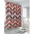 thumbnail image 3 of Shower Curtains for Bathroom-72"x72", Nordic Wave Chevron Twill Lines Waterproof Bath Curtain Grommet Shower Curtain Set with Hooks, Retro Geometric Colorful Stripes Washable Bath Accessories, 3 of 6